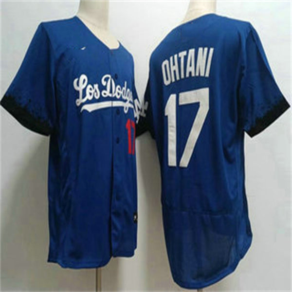 Los Angeles Dodgers #17 Shohei Ohtani Blue Home Authentic Patch Jersey Baseball Jerseys