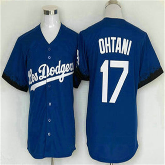 Los Angeles Dodgers #17 Shohei Ohtani Blue Home Authentic Patch Jersey Baseball Jerseys