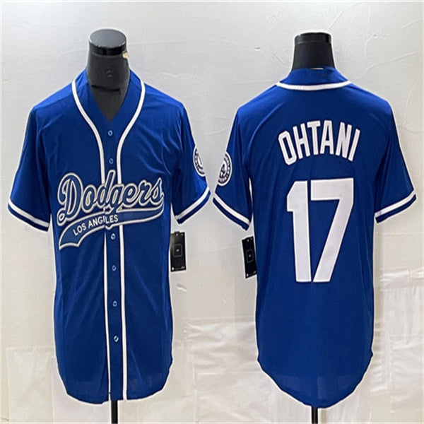 Los Angeles Dodgers #17 Shohei Ohtani Blue Home Authentic Patch Jersey Baseball Jerseys