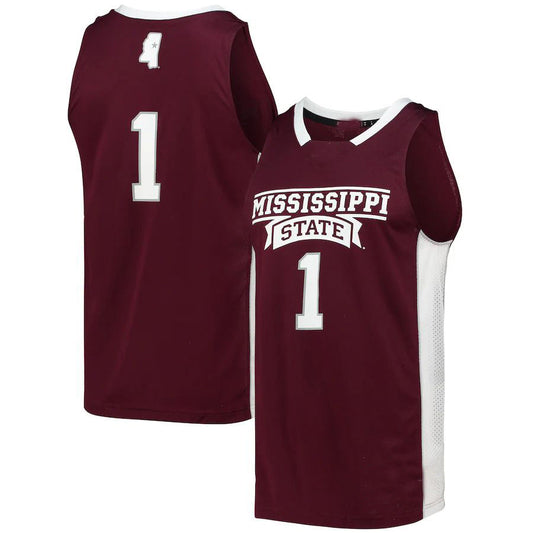 #1 M.State Bulldogs Team Swingman Basketball Jersey Maroon Stitched American College Jerseys