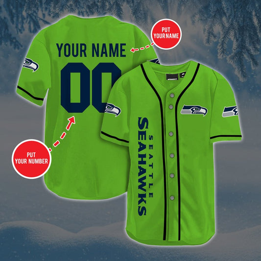 Personalized Custom S.Seahawks Baseball Jersey Short Sleeve Sports Jersey