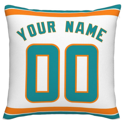 Custom M.Dolphins Pillow Decorative Throw Pillow Case - Print Personalized Football Team Fans Name & Number Birthday Gift Football Pillows