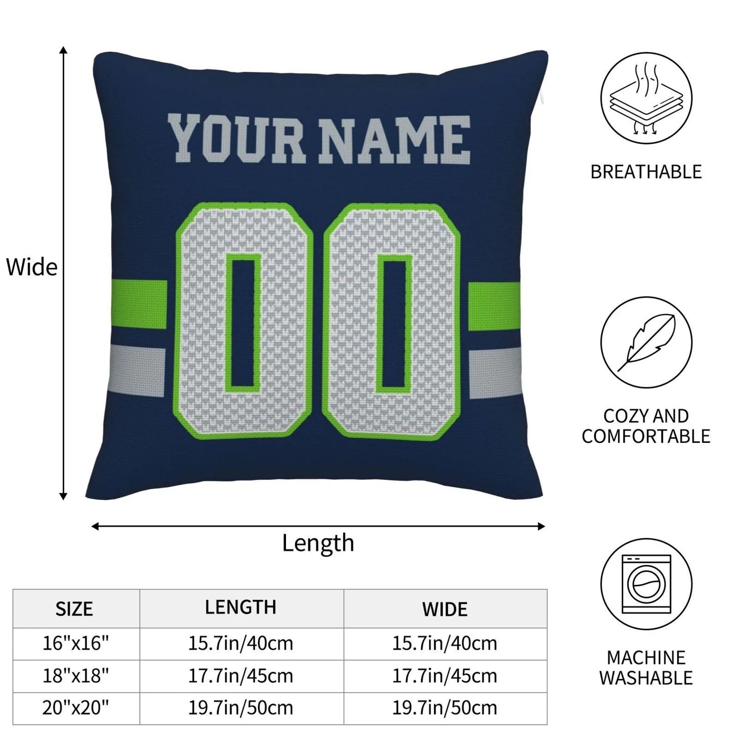 Custom S.Seahawks Pillow Decorative Throw Pillow Case - Print Personalized Football Team Fans Name & Number Birthday Gift Football Pillows