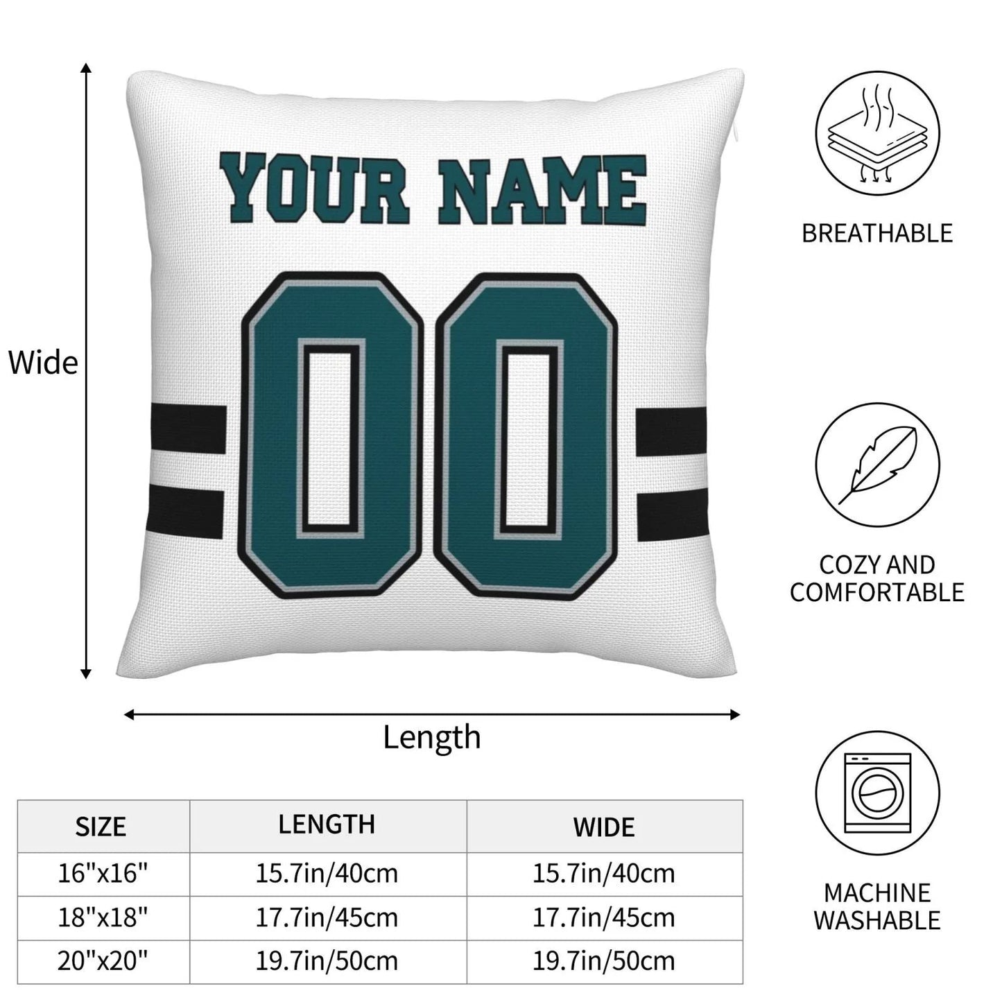 Custom P.Eagles Pillow Decorative Throw Pillow Case - Print Personalized Football Team Fans Name & Number Birthday Gift Football Pillows