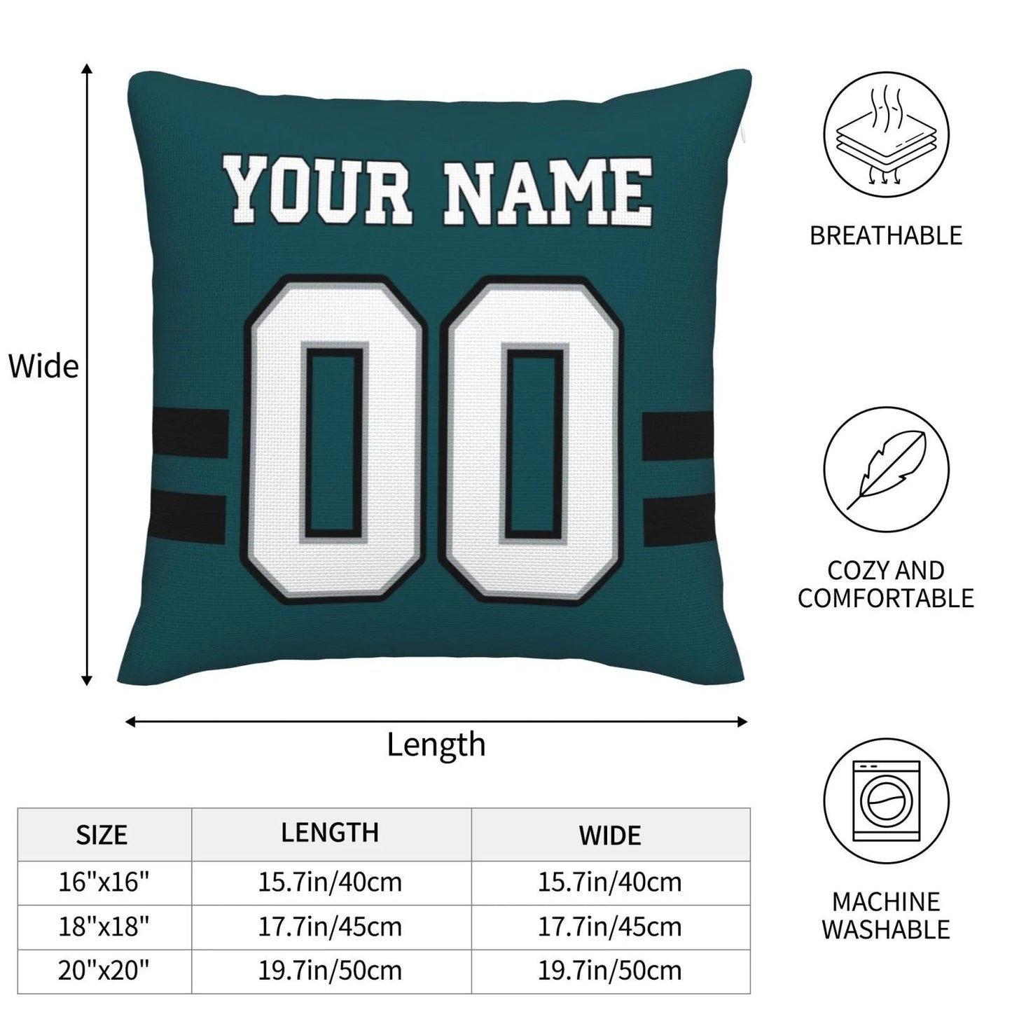 Custom P.Eagles Pillow Decorative Throw Pillow Case - Print Personalized Football Team Fans Name & Number Birthday Gift Football Pillows