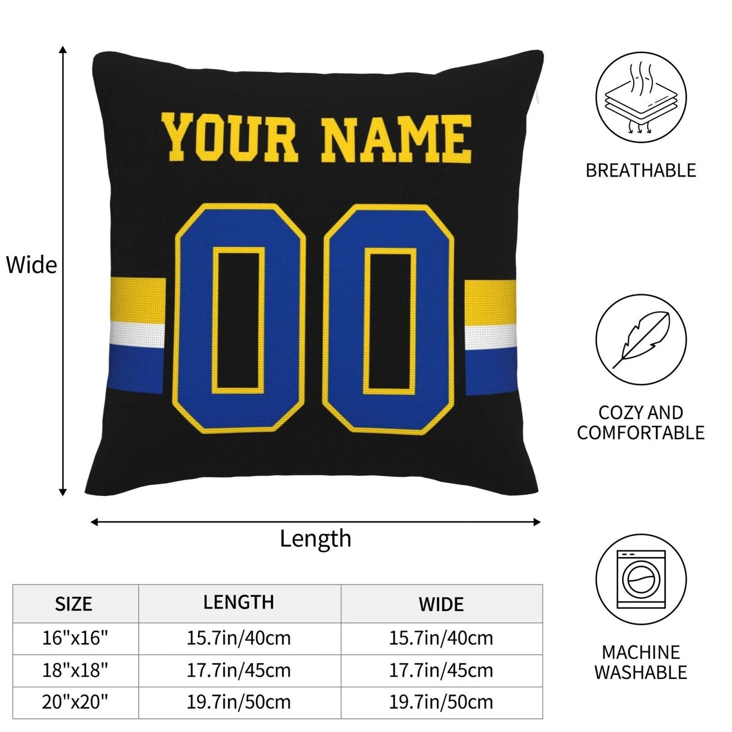 Custom LA.Rams Pillow Decorative Throw Pillow Case - Print Personalized Football Team Fans Name & Number Birthday Gift Football Pillows