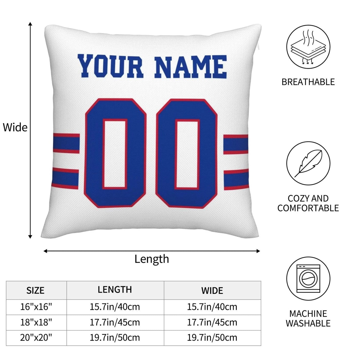 Custom B.Bills Pillow Royal Football Team Decorative Throw Pillow Case Print Personalized Football Style Fans Letters & Number Birthday Gift Football Pillows