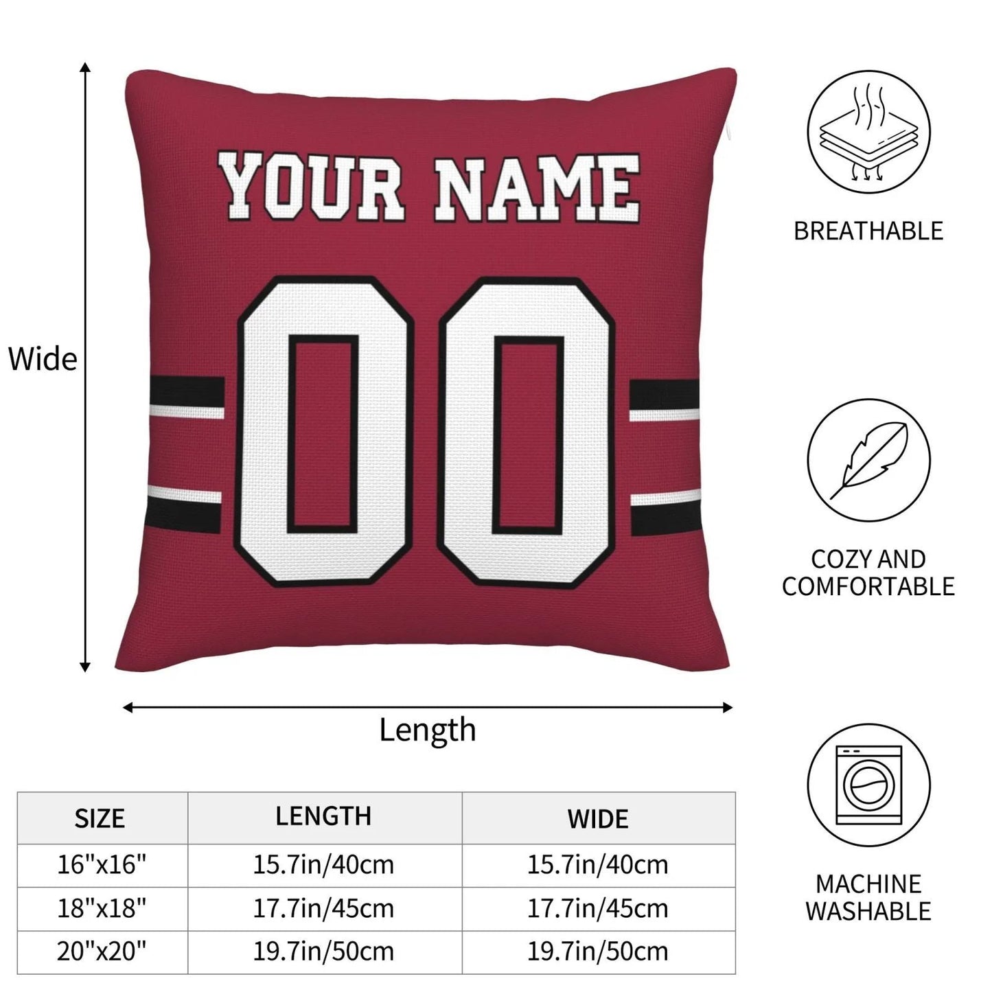 Custom A.Cardinals Pillow Decorative Throw Pillow Case - Print Personalized Football Team Fans Name & Number Birthday Gift Football Pillows