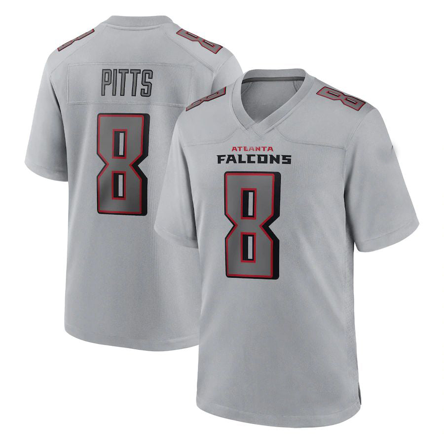 A.Falcons #8 Kyle Pitts Gray Atmosphere Fashion Game Jersey Stitched American Football Jerseys