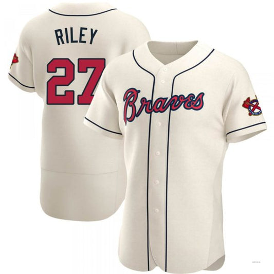 Atlanta Braves #27 Austin Riley Cream Alternate Jersey Stitches Baseball Jerseys