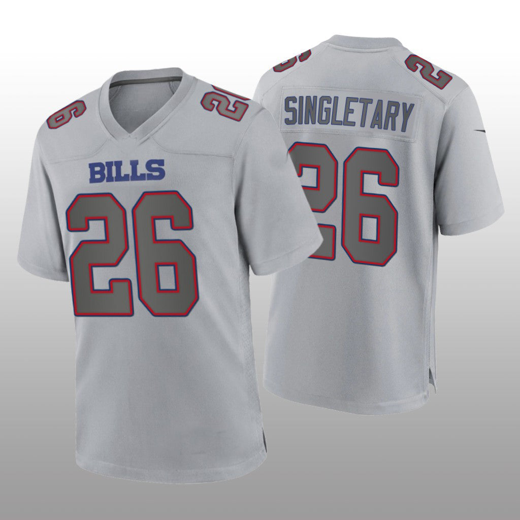 B.Bills #26 Devin Singletary Gray Atmosphere Game Jersey American Stitched Football Jerseys