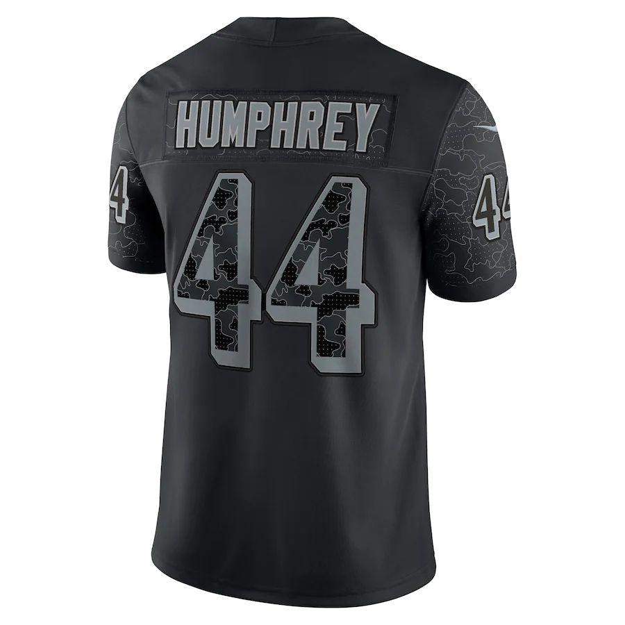 B.Ravens #44 Marlon Humphrey Black RFLCTV Limited Jersey Stitched American Football Jerseys