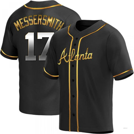 Atlanta Braves #17 Andy Messersmith Black Golden Alternate Jersey Stitches Baseball Jerseys