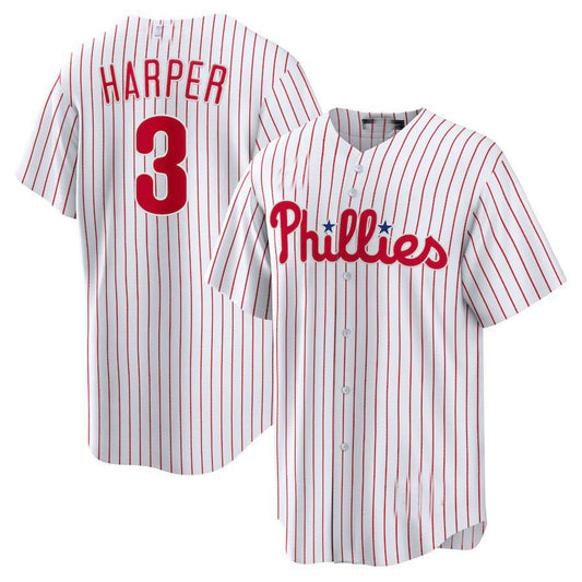 Philadelphia Phillies #3 Bryce Harper Home Replica Player Name Jersey - White Baseball Jerseys