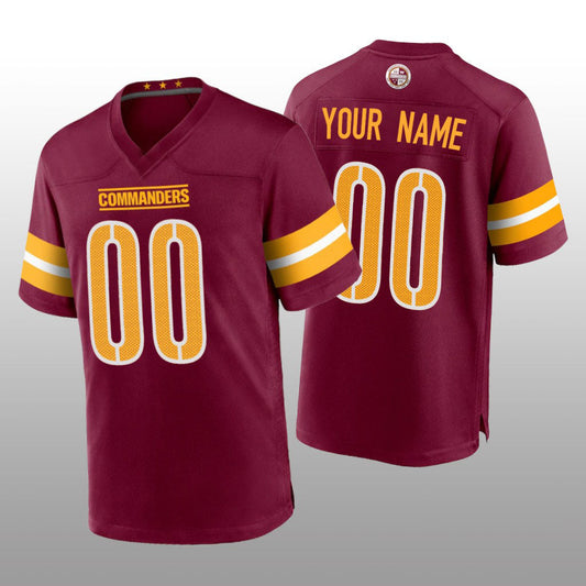 Custom W.Commanders Burgundy Game Jersey Football Stitched Jerseys