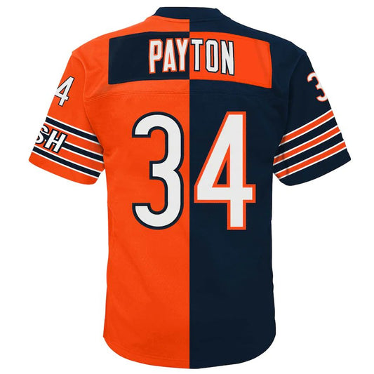 C.Bears #34 Walter Payton Mitchell & Ness NavyOrange 1985 Split Legacy Replica Jersey Stitched American Football Jerseys