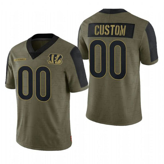 Custom C.Bengals Football Olive 2021 Salute To Service Limited Jersey Name And Number Christmas Birthday Gift