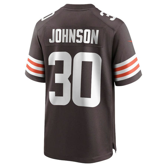 C.Browns #30 D'Ernest Johnson  Brown Game Jersey Stitched American Football Jerseys