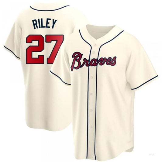 Atlanta Braves #27 Austin Riley Cream Alternate Jersey Stitches Baseball Jerseys