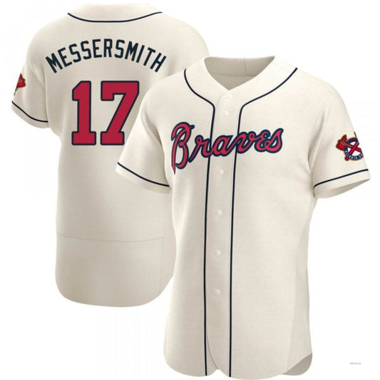 Atlanta Braves #17 Andy Messersmith Cream Alternate Jersey Stitches Baseball Jerseys