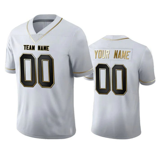 Custom LV.Raiders  Any Team and Number and Name White Golden Edition  Stitched American Football Jerseys