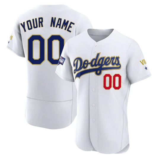 Baseball Jerseys Custom Los Angeles Dodgers White Gold Program Stitched Baseball Jersey