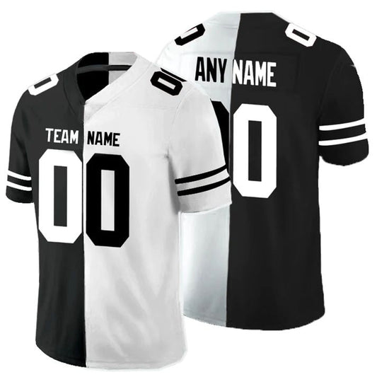 Custom D.Lions  Any Team Black And White Peaceful Coexisting  Stitched American Football Jerseys