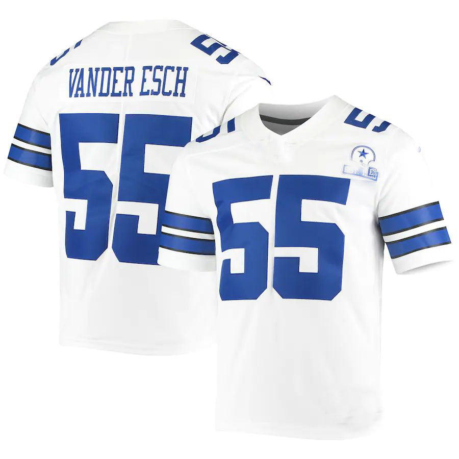 D.Cowboys #55 Leighton Vander Esch White 60th Anniversary Limited Jersey Stitched American Football Jerseys