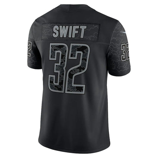 D.Lions #32 D'Andre Swift Black RFLCTV Limited Jersey Stitched American Football Jerseys