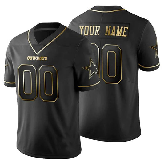 Custom D.Cowboys Black Golden Edition Vapor Limited Jersey Stitched  Football Jerseys