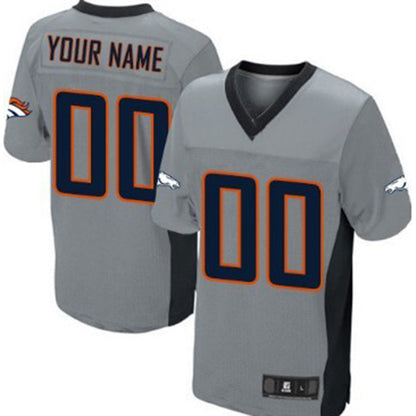 Custom D.Broncos Gray Shadow Elite Jersey Stitched Jersey American Football Jerseys