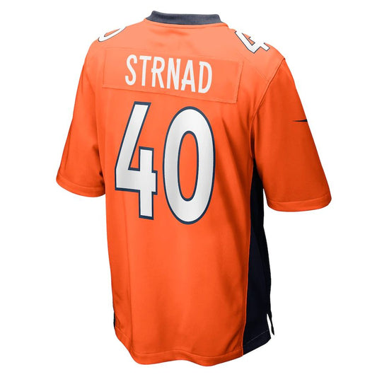 D.Broncos #40 Justin Strnad Orange Game Jersey Stitched American Football Jerseys