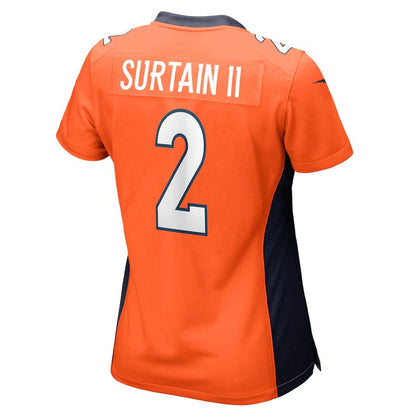 D.Broncos #2 Patrick Surtain II Orange Game Jersey Stitched American Football Jerseys