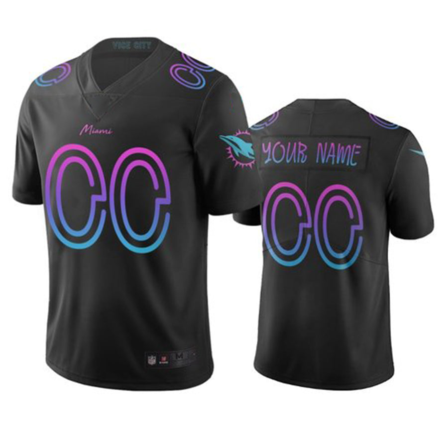 Custom M.Dolphins Black Vapor Limited City Edition Jersey American Stitched Football Jerseys