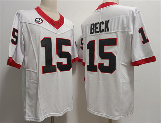 G.Bulldogs #15 Carson Beck White Stitched Jersey College Jerseys