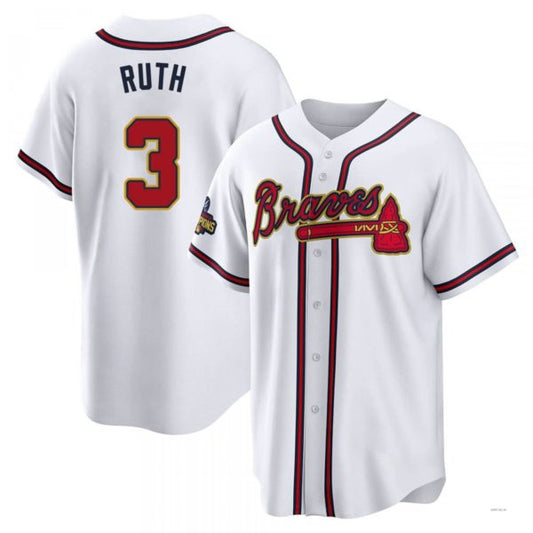 Atlanta Braves #3 Babe Ruth Gold White 2022 Program Jersey Stitches Baseball Jerseys