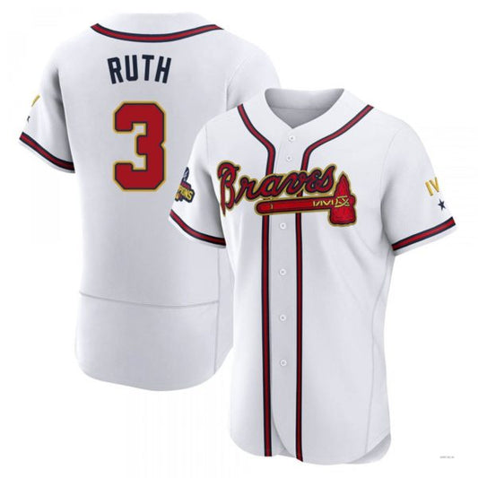 Atlanta Braves #3 Babe Ruth Gold White 2022 Program Jersey Stitches Baseball Jerseys