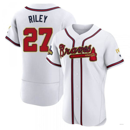 Atlanta Braves #27 Austin Riley Gold White 2022 Program Jersey Stitches Baseball Jerseys