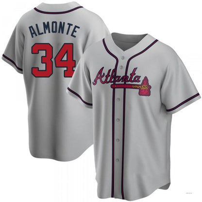 Atlanta Braves #34 Abraham Almonte Gray Road Jersey Stitches Baseball Jerseys