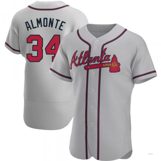 Atlanta Braves #34 Abraham Almonte Gray Road Jersey Stitches Baseball Jerseys