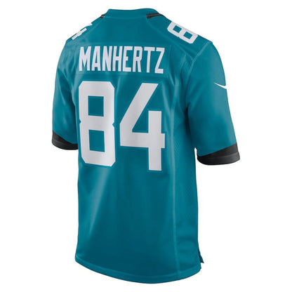 J.Jaguars #84 Chris Manhertz Teal Game Jersey Stitched American Football Jerseys