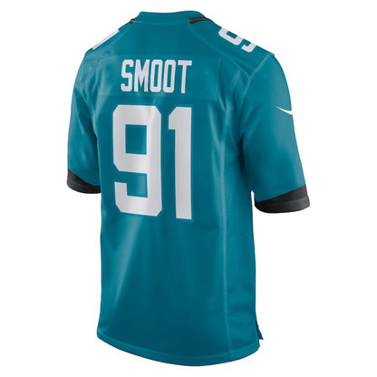 J.Jaguars #91 Dawuane Smoot Teal Game Jersey Stitched American Football Jerseys