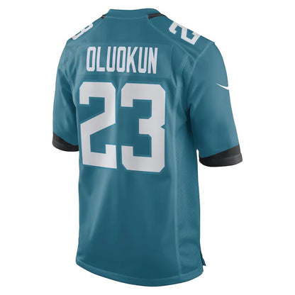 J.Jaguars #23 Foyesade Oluokun Teal Game Player Jersey Stitched American Football Jerseys