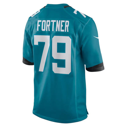 J.Jaguars #79 Luke Fortner Teal Game Jersey Stitched American Football Jerseys