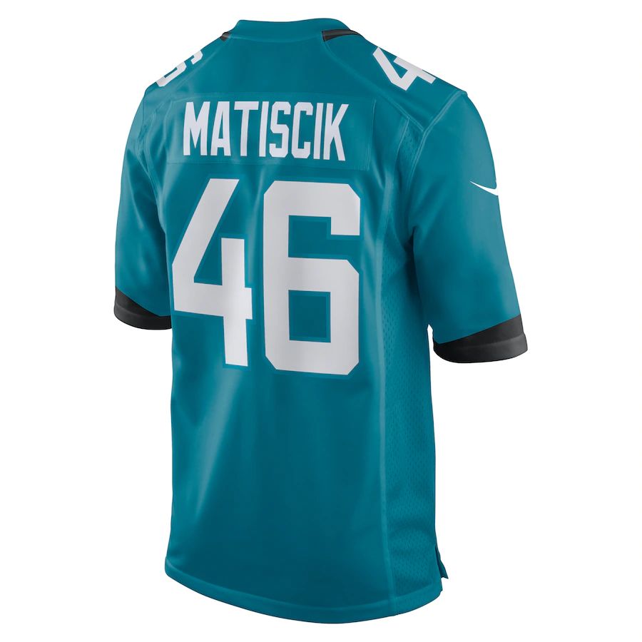 J.Jaguars #46 Ross Matiscik Teal Game Jersey Stitched American Football Jerseys