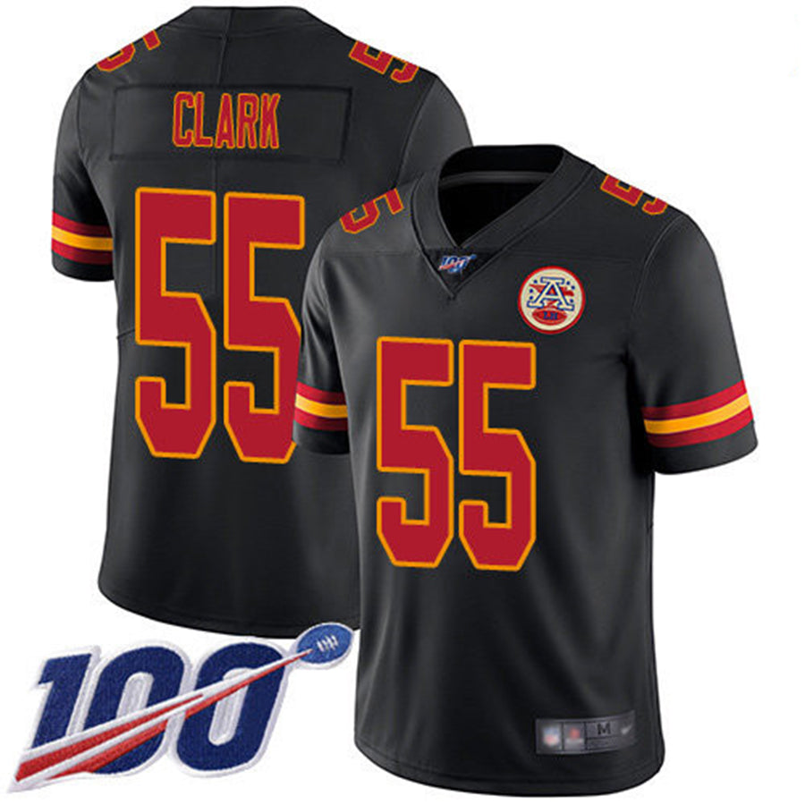 Custom KC.Chiefs Black Limited Rush 100th Season Jersey American Stitched Jersey Football Jerseys