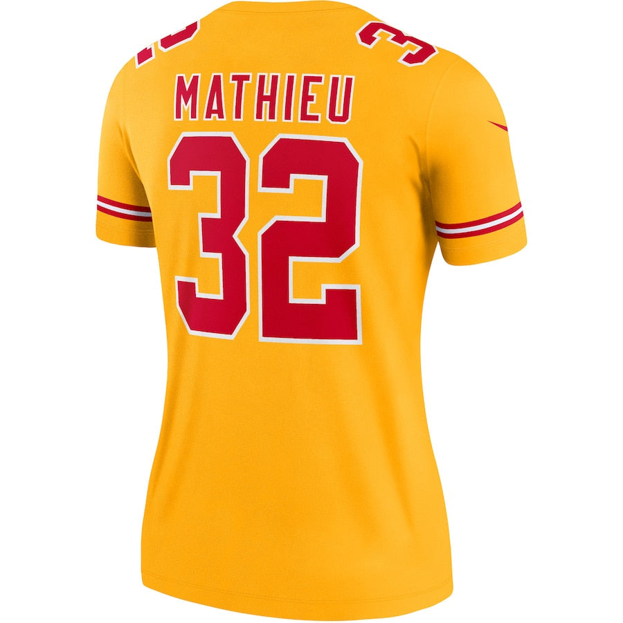 KC.Chiefs #32 Tyrann Mathieu Gold Inverted Legend Jersey Stitched American Football Jerseys