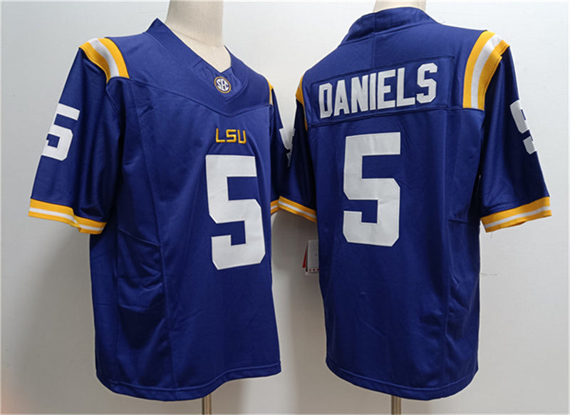 L.Tigers #5 Jayden Daniels Blue Stitched Jersey American College Jerseys