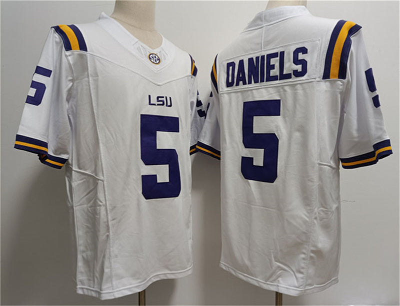 L.Tigers #5 Jayden Daniels White Stitched Jersey American College Jerseys