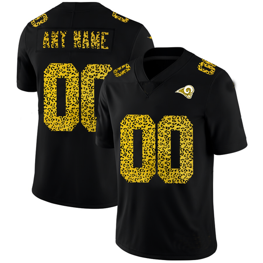 Custom LA.Rams Leopard Print Fashion Vapor Limited Jersey Black Football Jersey  Stitched Jersey